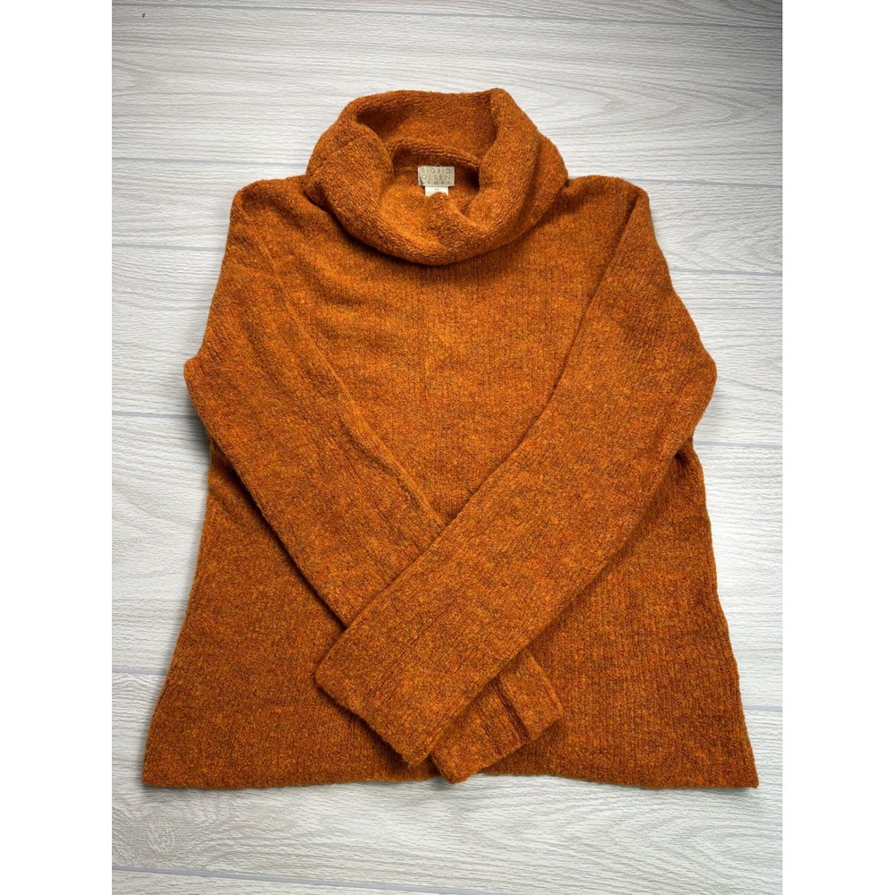 Sigrid Olsen Sport Orange Textured Knit‎ Turtleneck Sweater Women's Size M